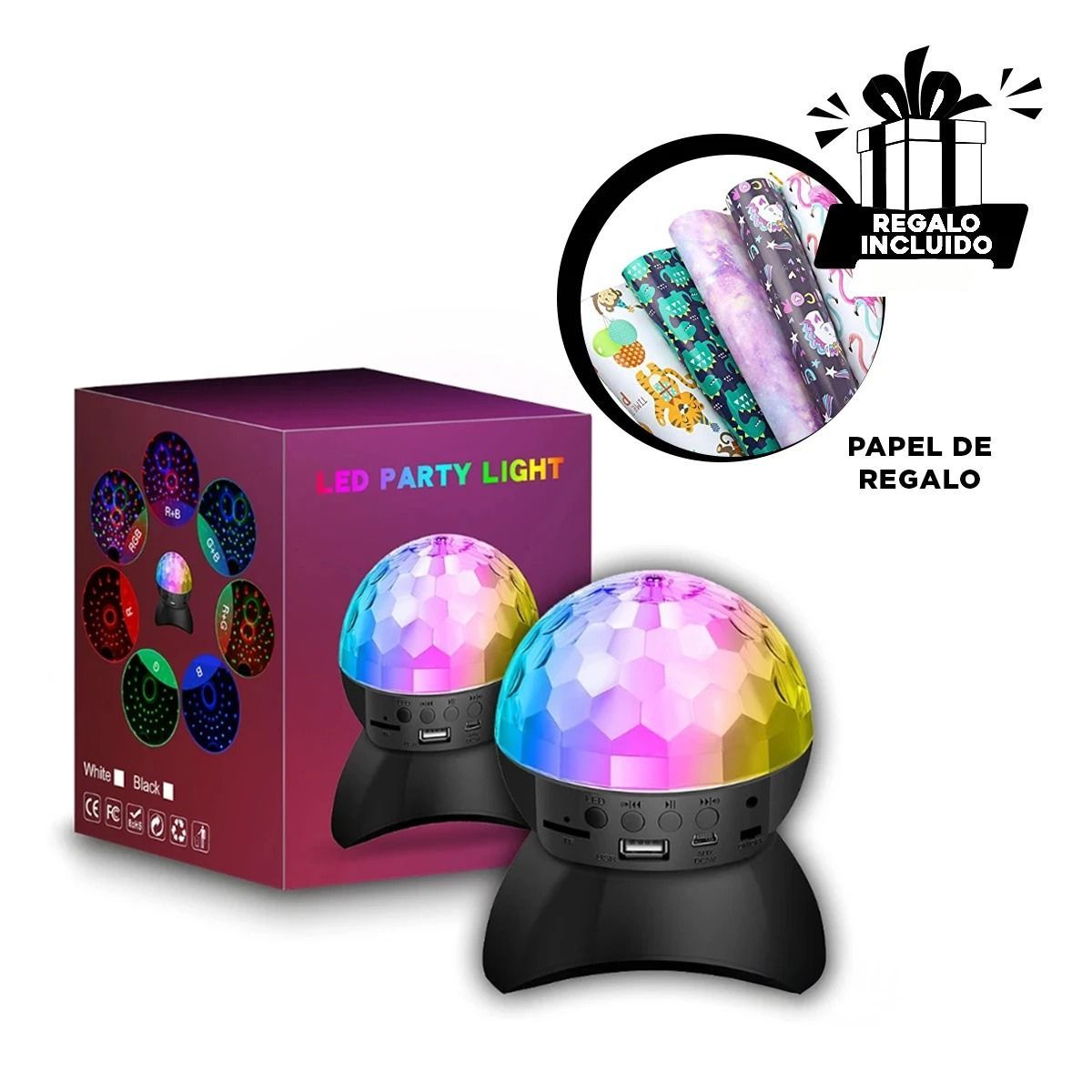 GENERICO - Proyector con Sonido Moderno en Tono Negro Y+Papel de Regalo