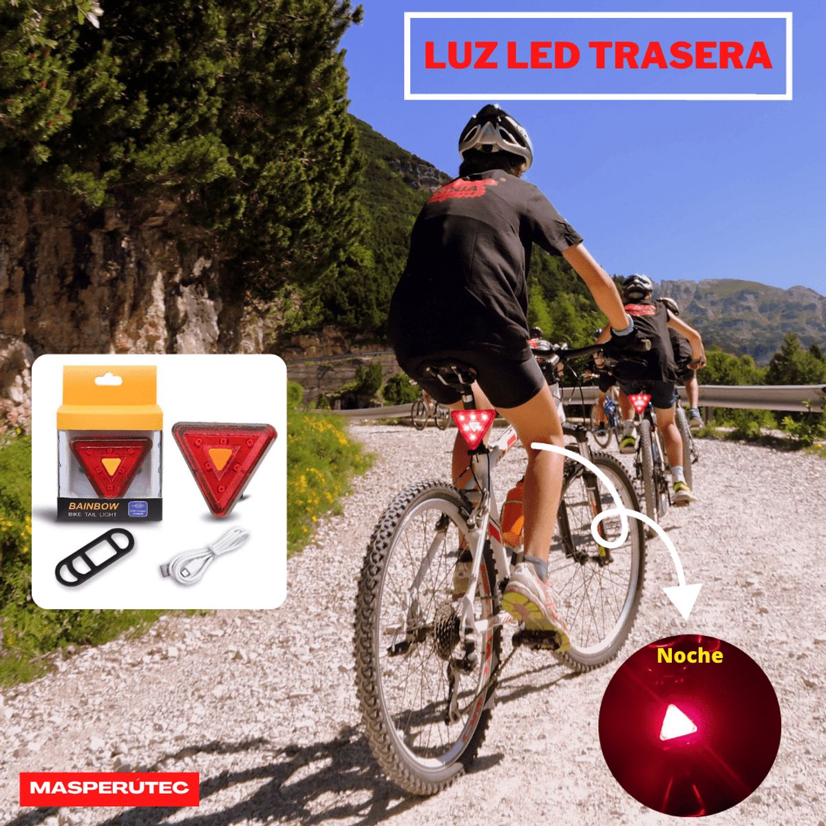 GENERICO - Luz Trasera X2 para Bicicleta con 5 Luces Recargable