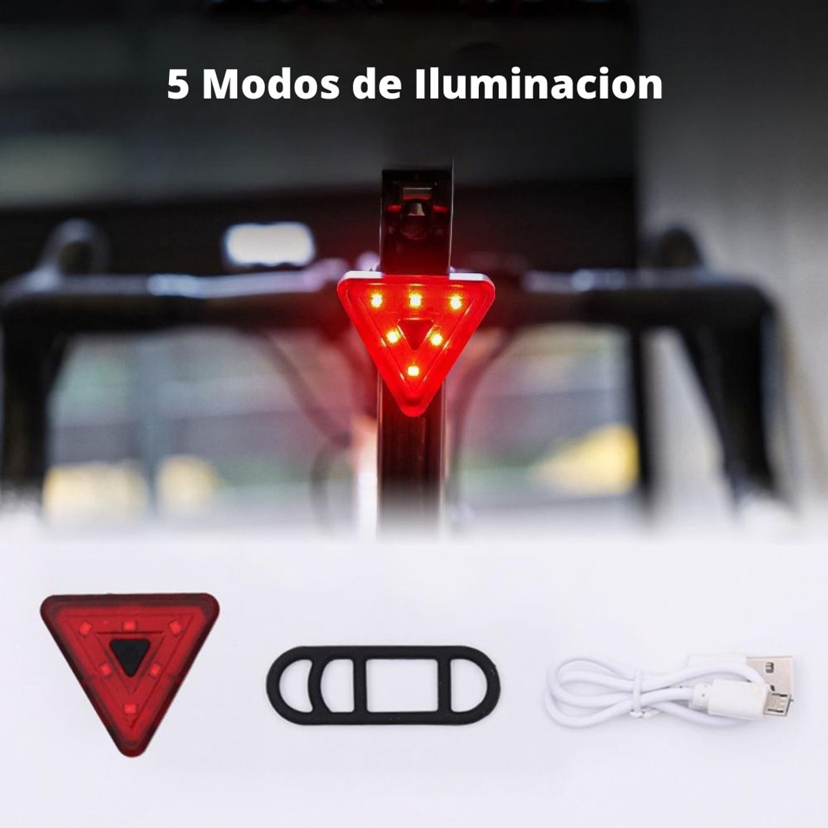 GENERICO - Luz Trasera para Bicicleta con 5 Luces Recargable