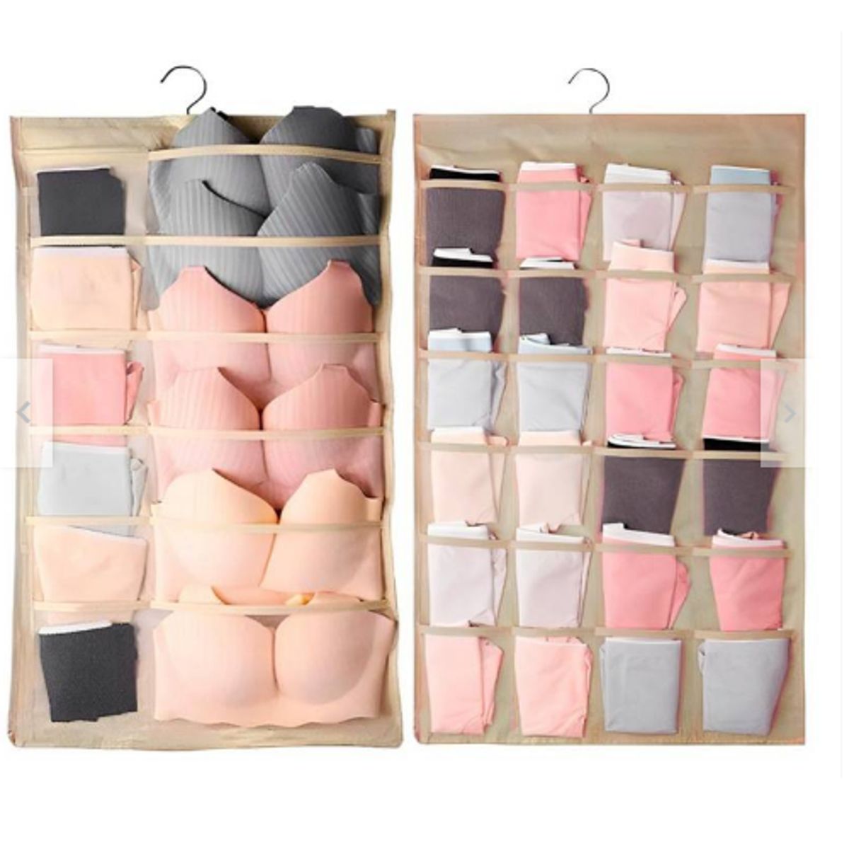 GENERICO - Organizador Colgante Para Ropa Interior Grande 36 Bolsillos beige