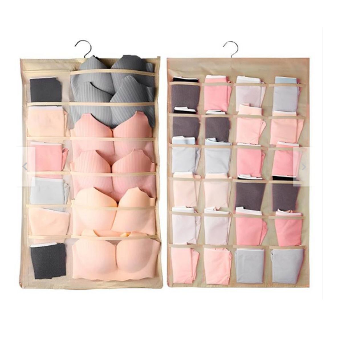 GENERICO - Organizador Colgante Para Ropa Interior Grande 36 Bolsillos beige
