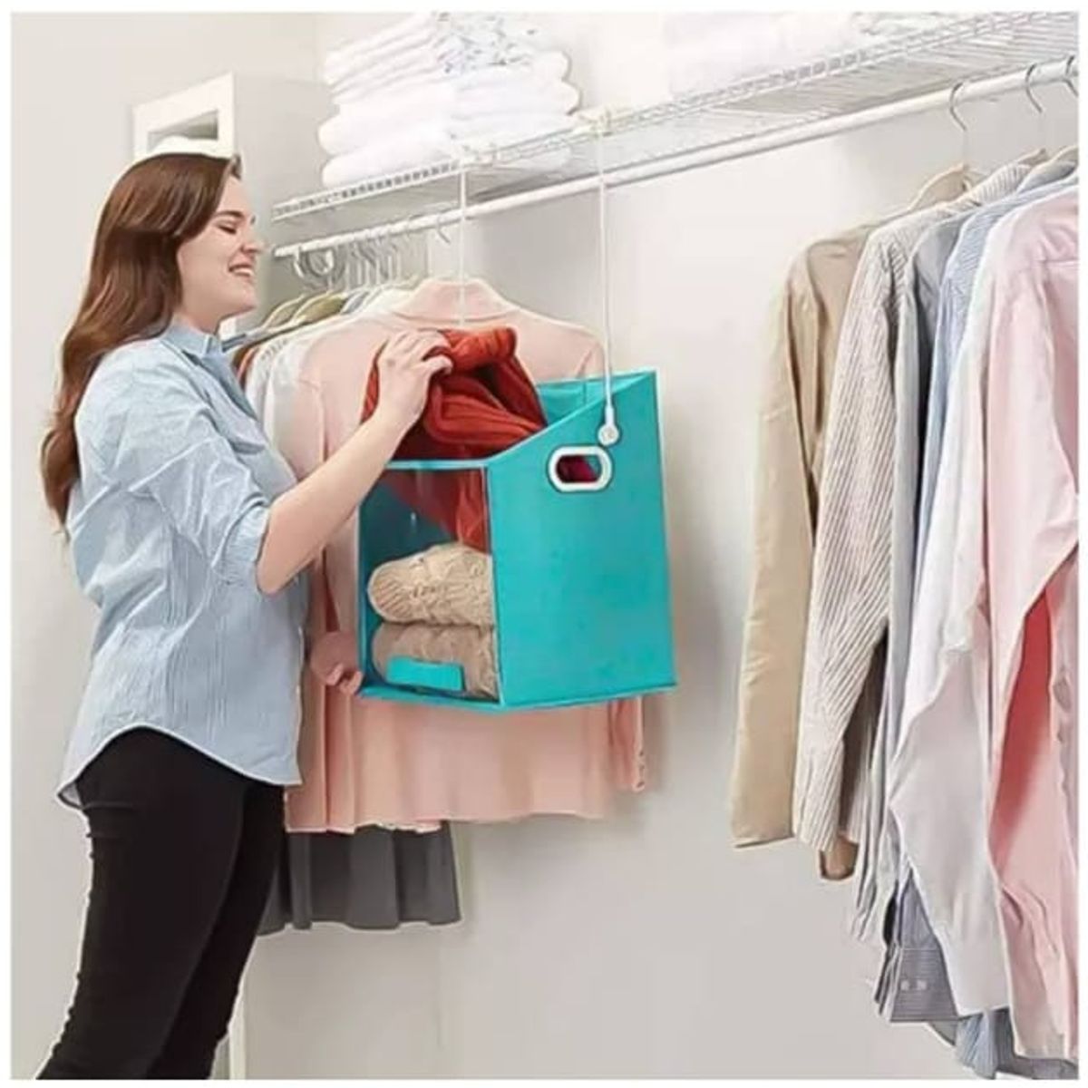 GENERICO - Organizador de armario Cesta de almacenamiento Ajustable