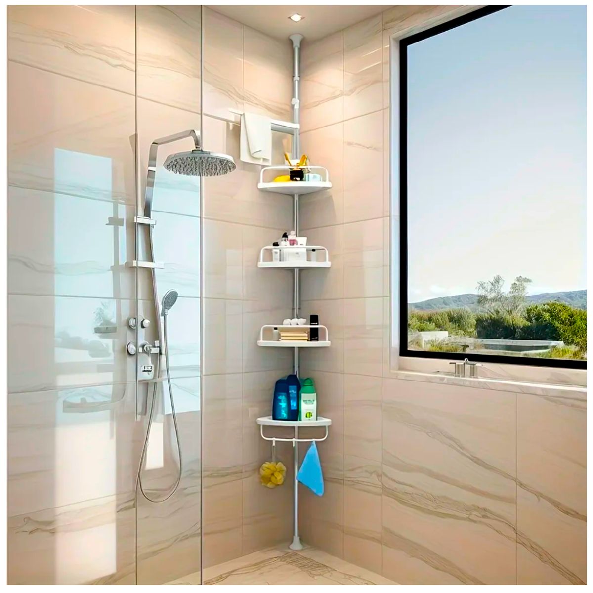 OEM - Organizador Esquinero De Baño 4 Pisos 3.20m Multiuso Ajustable