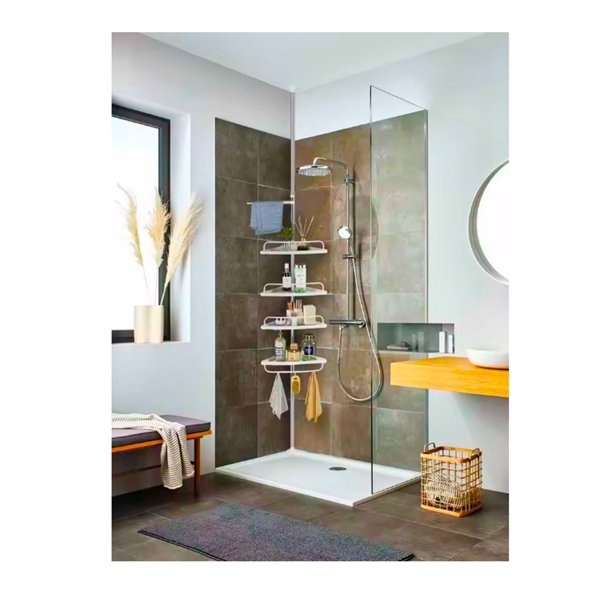 OEM - Organizador Esquinero De Baño 4 Pisos 3.20m Multiuso Ajustable