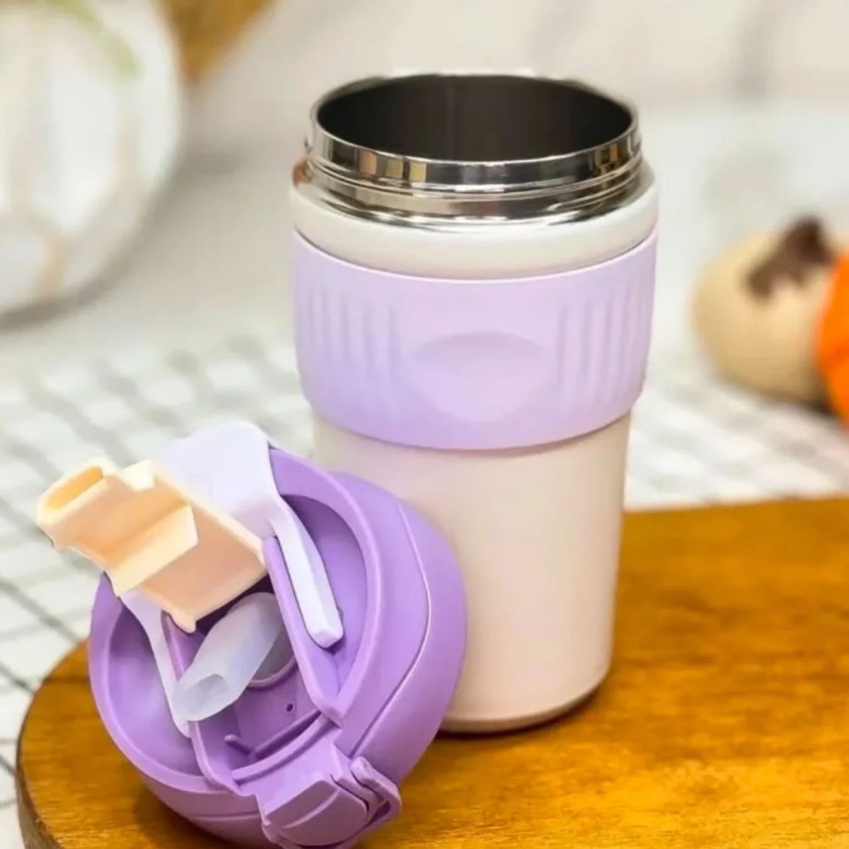 GENERICO - Vaso o taza termica Caliente o Frio de Acero inoxidable 450 ML - LILA