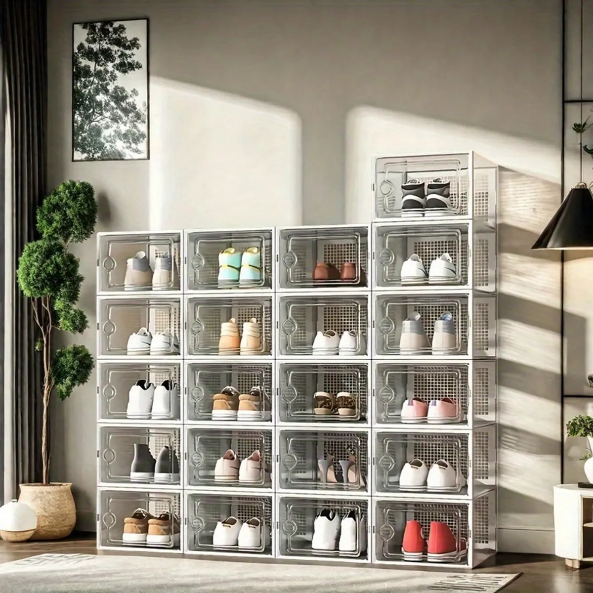 GENERICO - Set x 20 Organizadores De Calzado Con Ventilación Marco Blanco