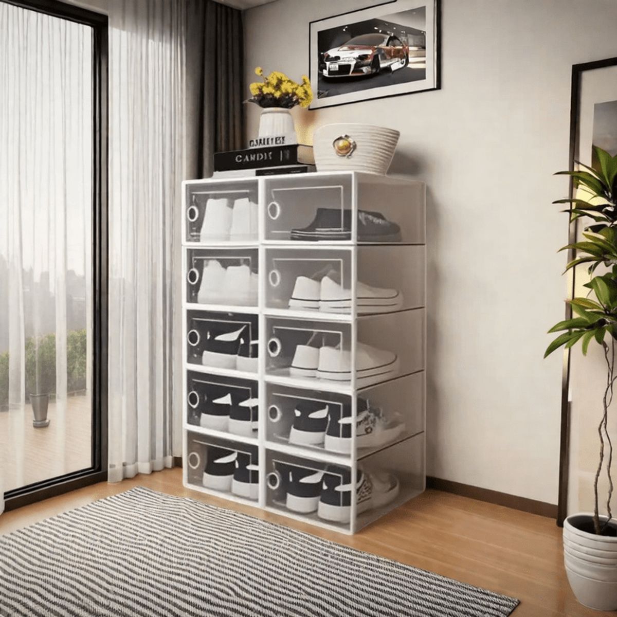 GENERICO - Set x 20 Organizadores De Calzado Con Ventilación Marco Blanco