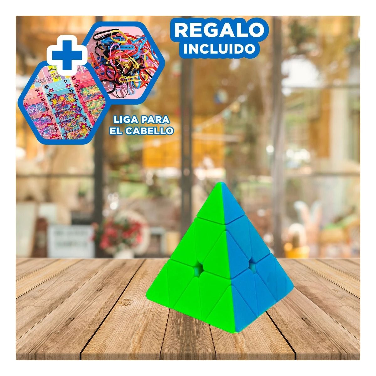 RYBIU IMPORT - Pack6 Cubo de Piramide de 3x3 Colorido Y+Ligas de Regalo