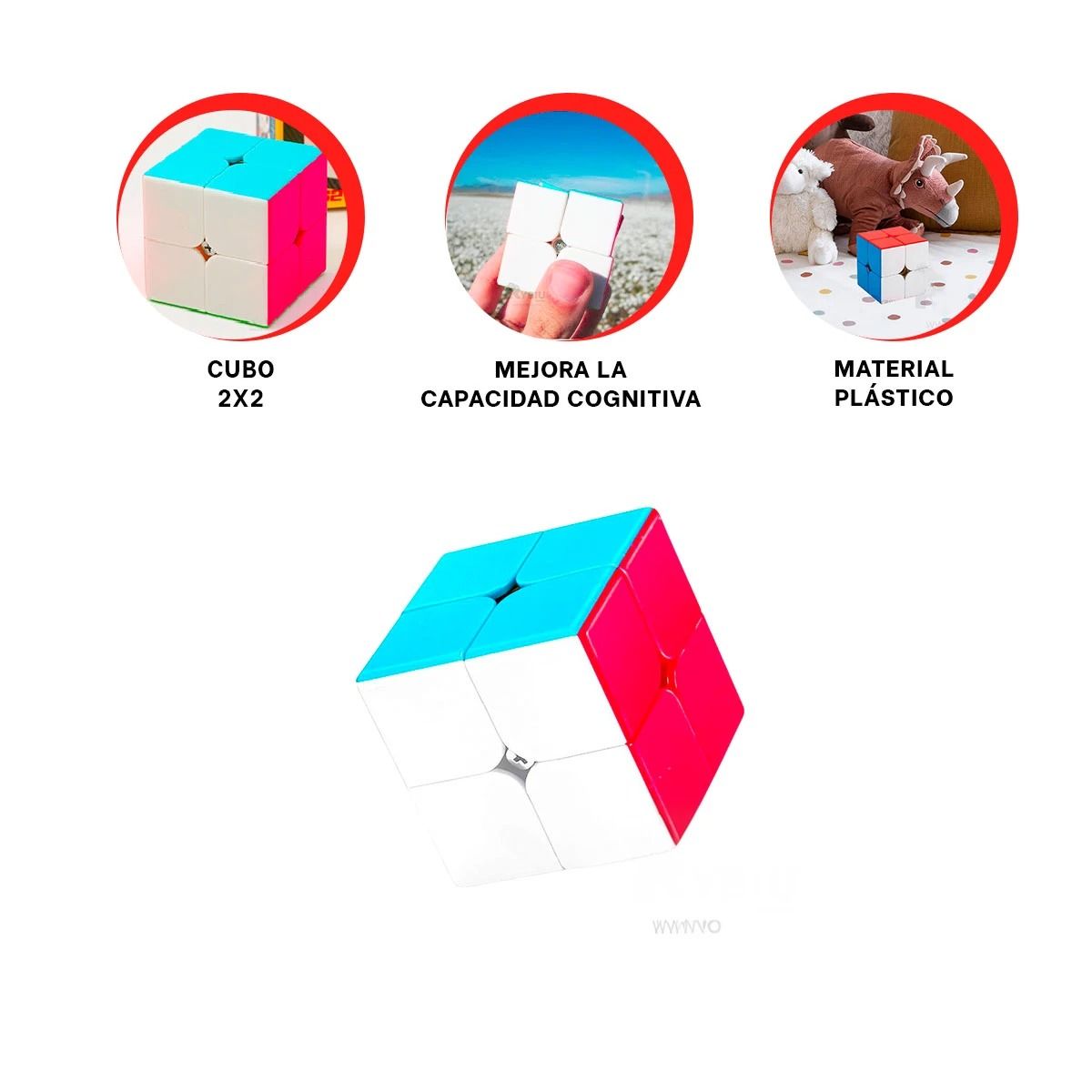 RYBIU IMPORT - Pack12 Rubik Cubo Magico para Niños de 2x2 Colorido