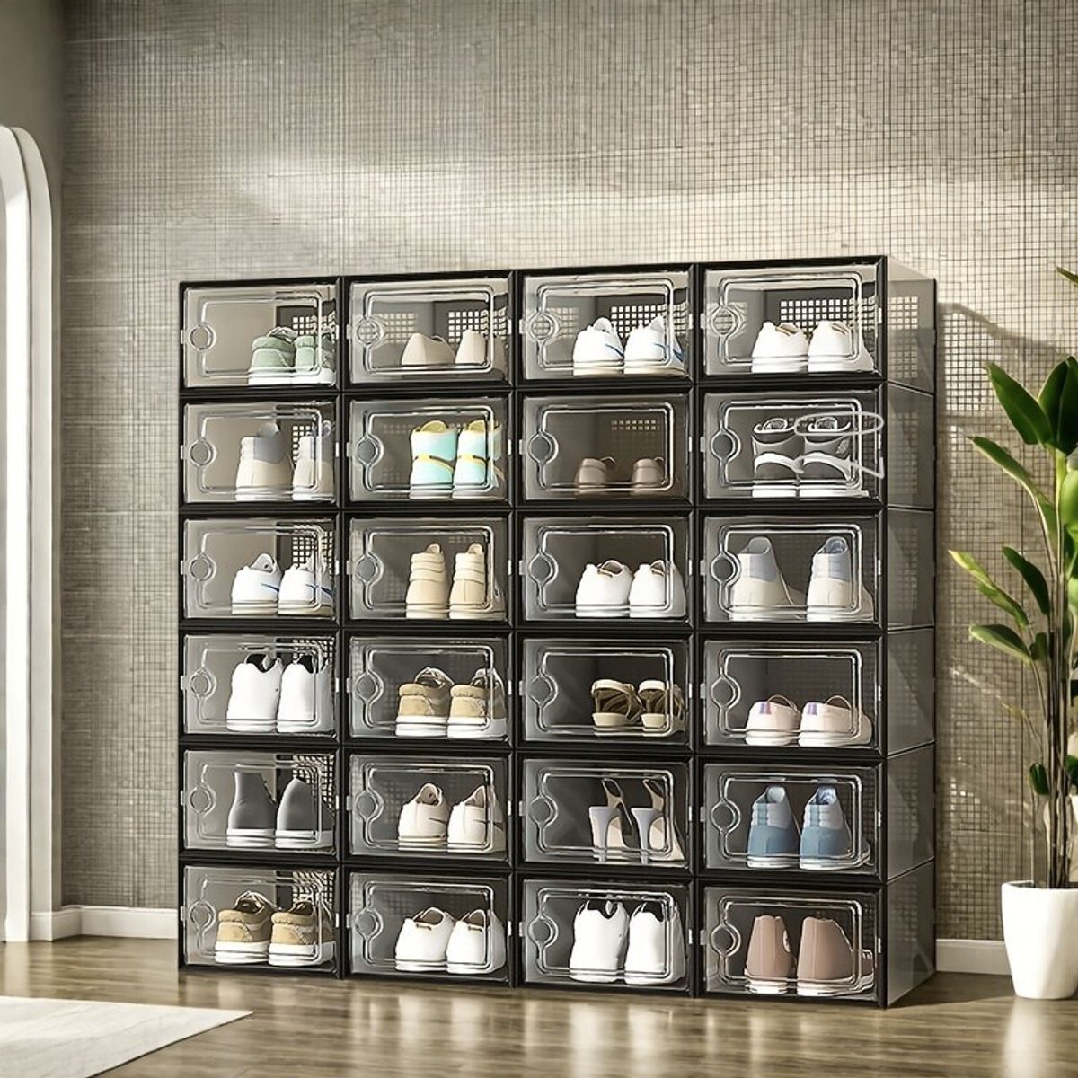 GENERICO - Set x 20 Organizadores De Calzado Con Ventilación Marco Negro