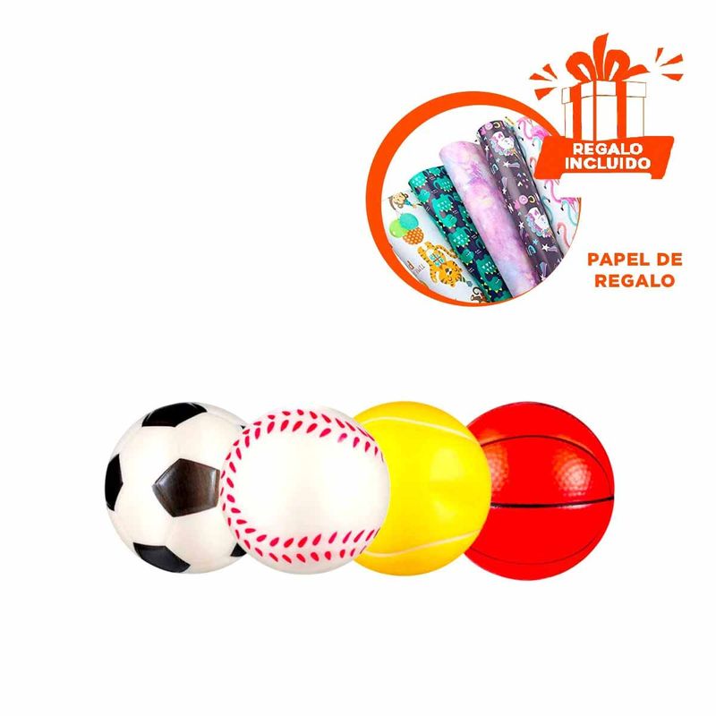 RYBIU IMPORT - Pack12 Balones Antiestres de 12 Deportivo Y+Papel de Regalo