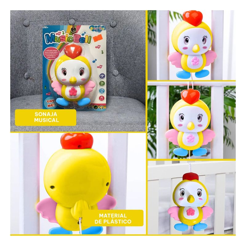 RYBIU IMPORT - Pack6 Sonaja Musical para Bebe en Amarillo Y+Regalo Stickers
