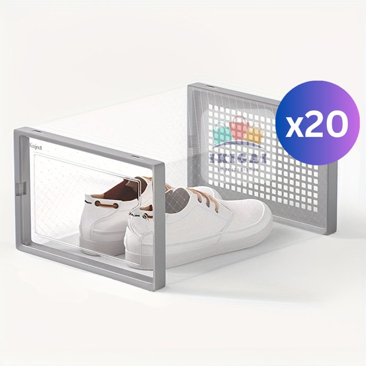 GENERICO - Set x 20 Organizadores De Calzado Con Ventilación Marco Gris