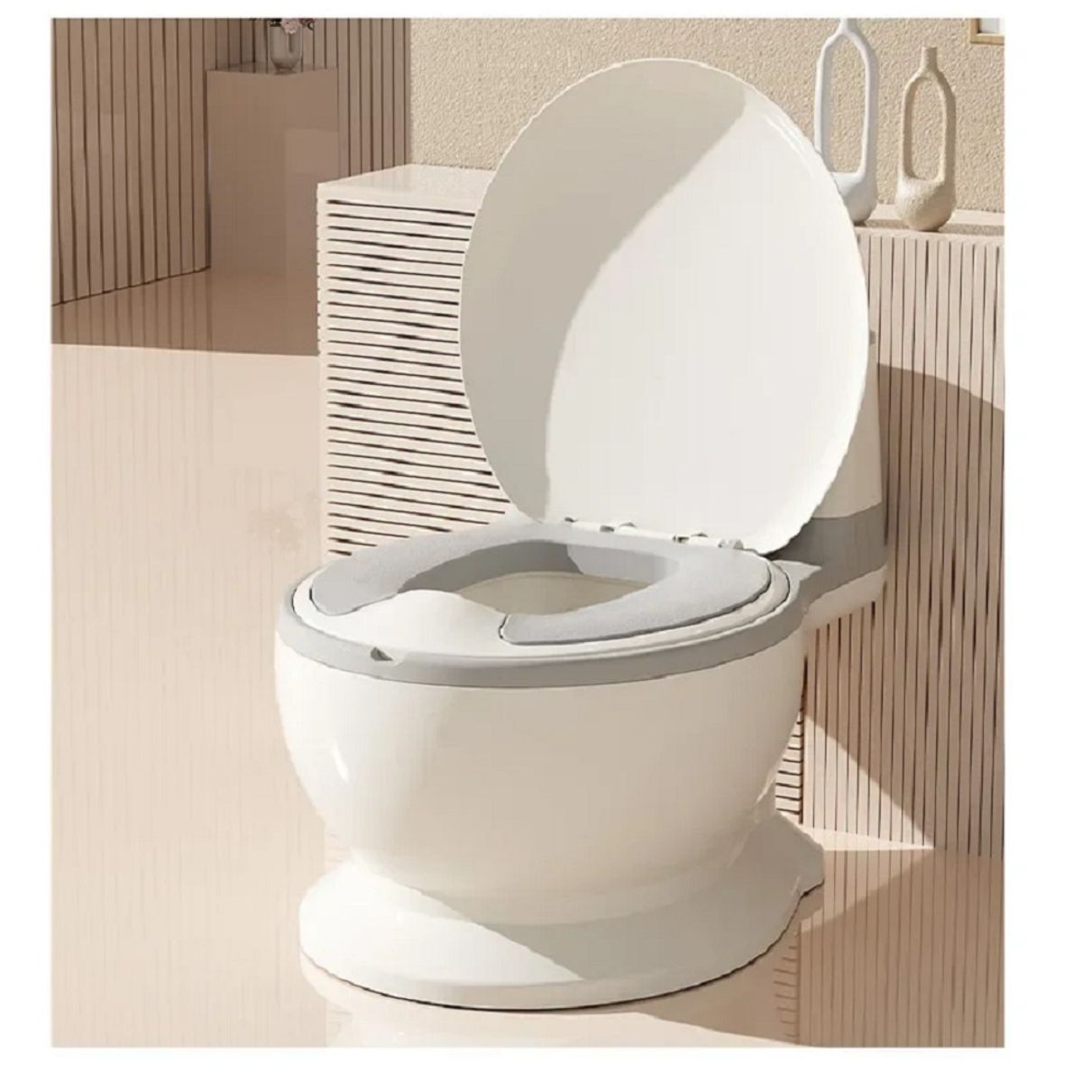 GENERICO - Inodoro de entrenamiento para Niños con Porta Papel Celeste