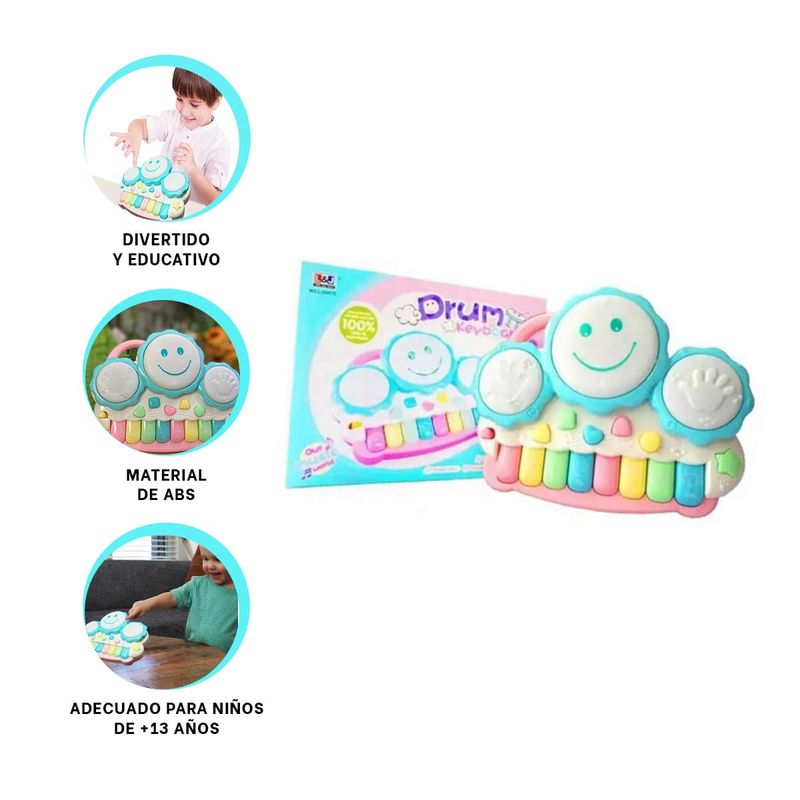 GENERICO - Pack4 Piano Ludico y Educativo en Azul Y+Ligas de Regalo