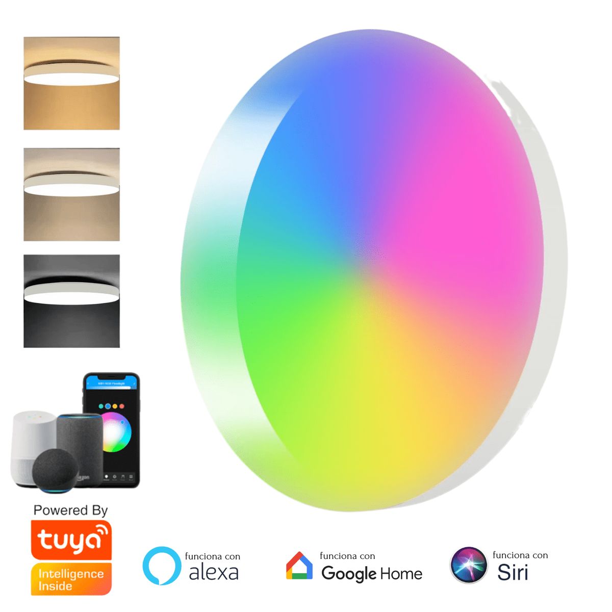 LUMINA - Lampara de techo Inteligente Plafon RGB WIFI BLUE Alexa y Google
