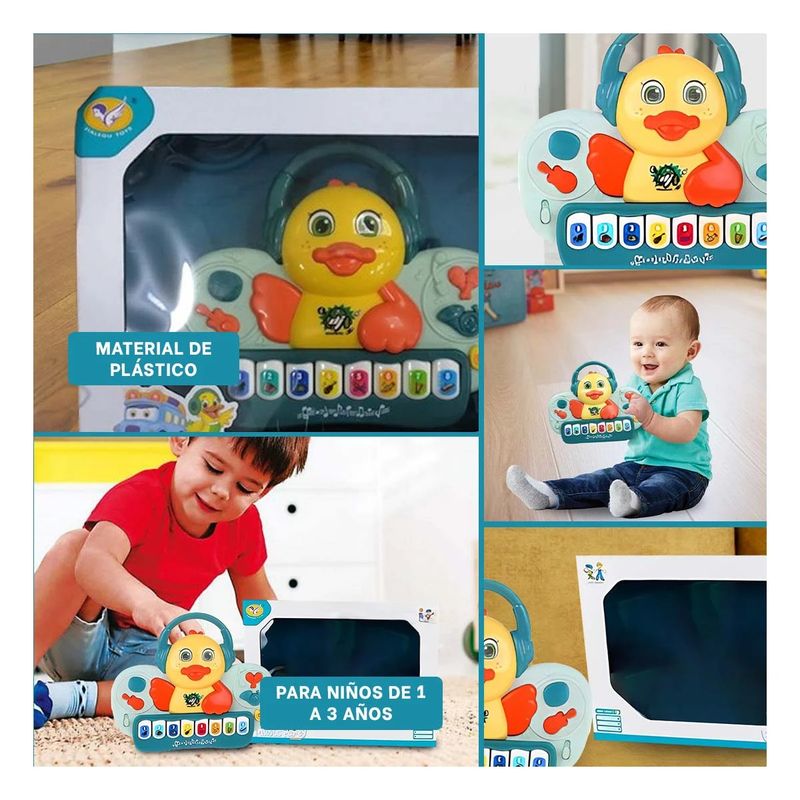 GENERICO - Pack6 Piano Didactico de Pato Verde Y+Banderitas Adhesivas