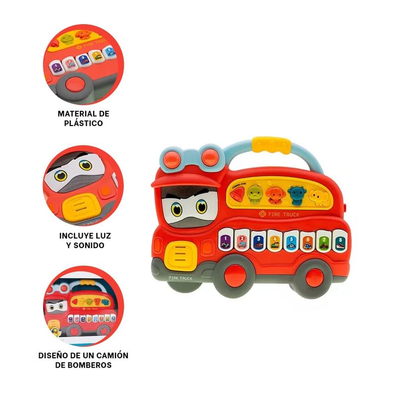 GENERICO - Pack4 Piano Didactico Bombero en Rojo Y+Regalo Agendita