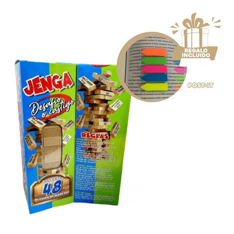 GENERICO - Pack6 Jenga de 48 Piezas Desafio Y+Banderitas Adhesivas