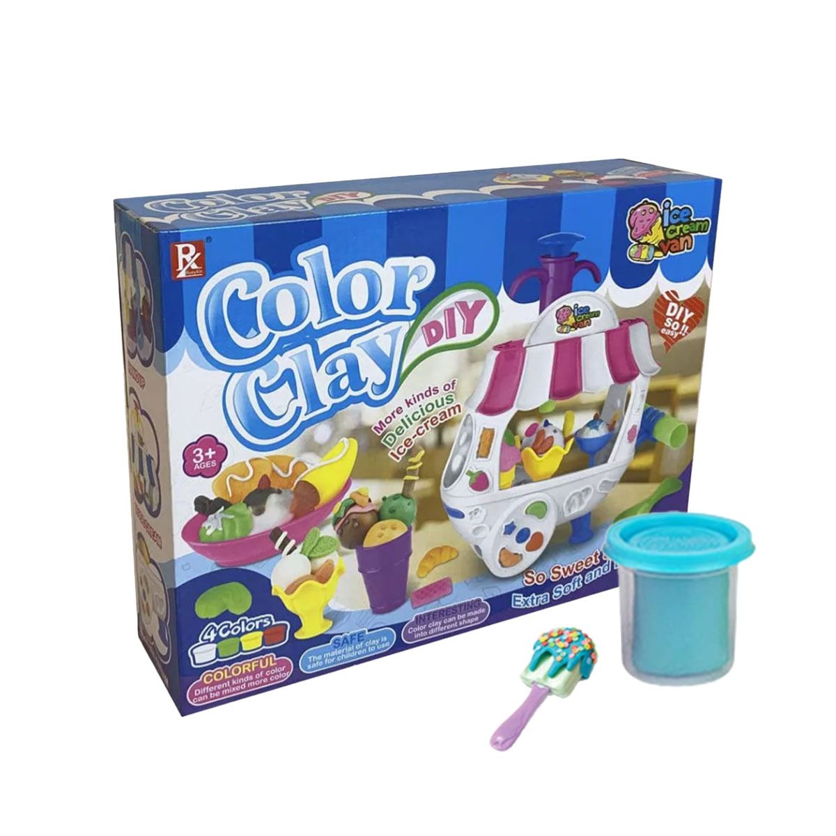 GENERICO - Carrito de Arcilla y Helado Azul y Blanco Y+Ligas de Regalo