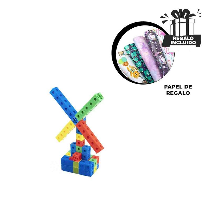 GENERICO - Pack12 Figuras Armables y Buenos Policubos Y+Papel de Regalo