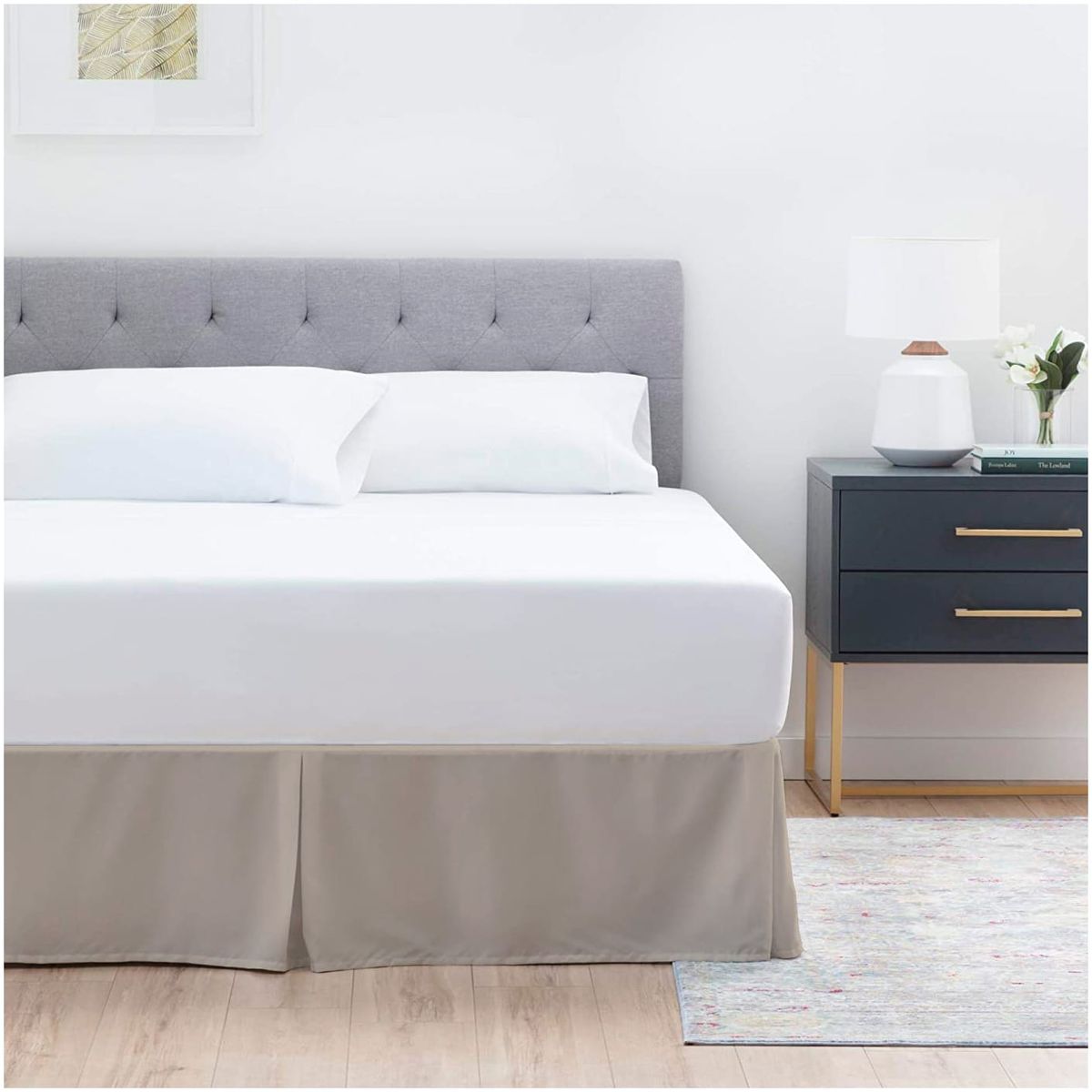 GENERICO - FALDON DE TARIMA QUEEN 152CM x 203CM ELEGANCE DRILL BEIGE CLARO 35CM