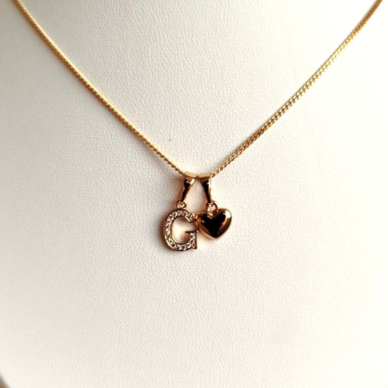 GENERICO - Collar Letra G + Corazon bañado en oro rosa 18 kilates