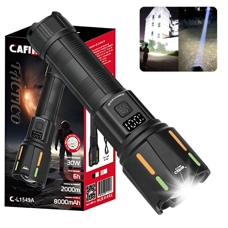 CAFINI - Linterna Recargable Profesional Led 5 Modos Zoom Y USB-C