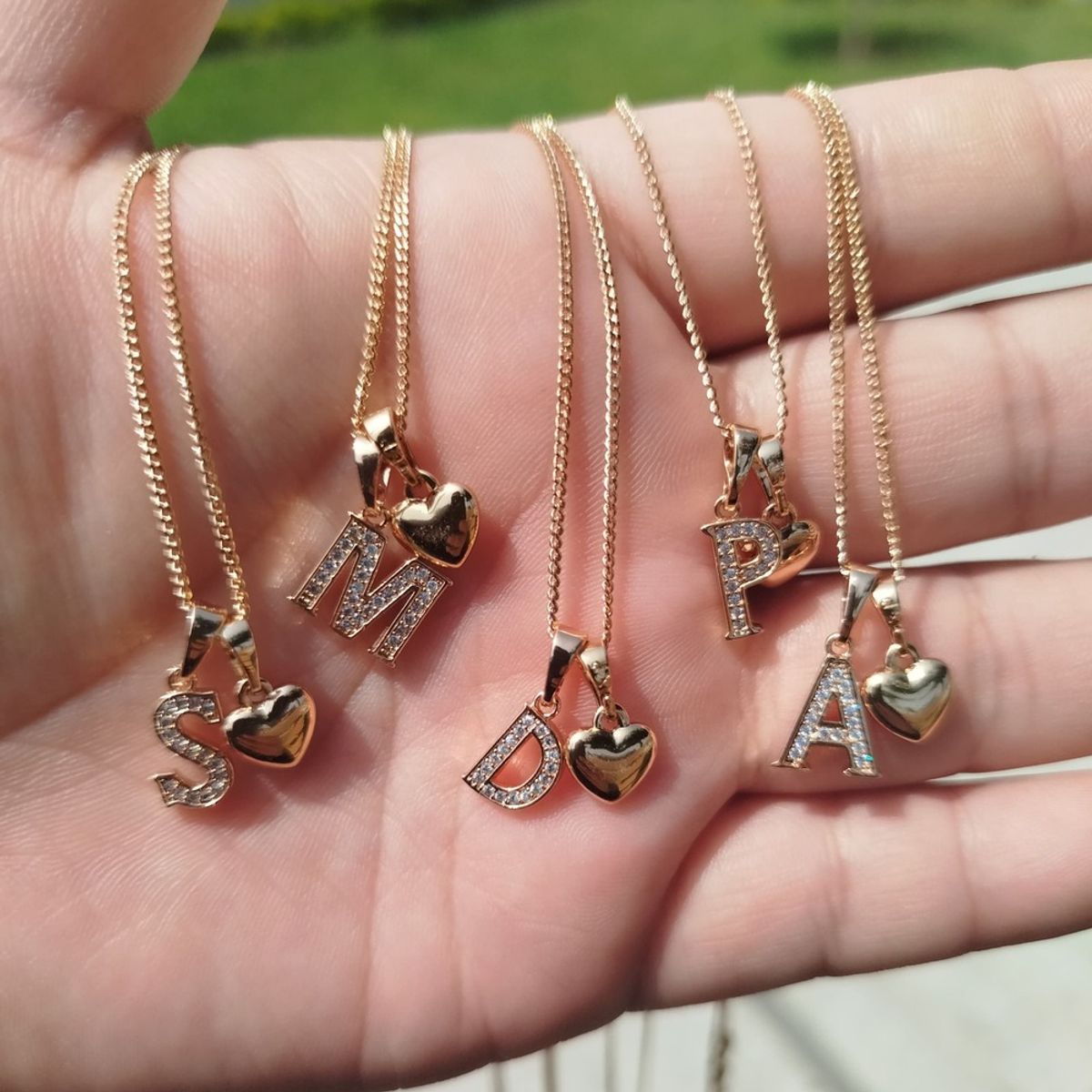 GENERICO - Collar Letra T + Corazon bañado en oro rosa 18 kilates