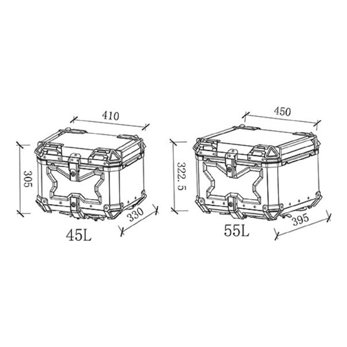 U BUY - Maleta Top Case Aluminio Moto 55 L Plata X-series