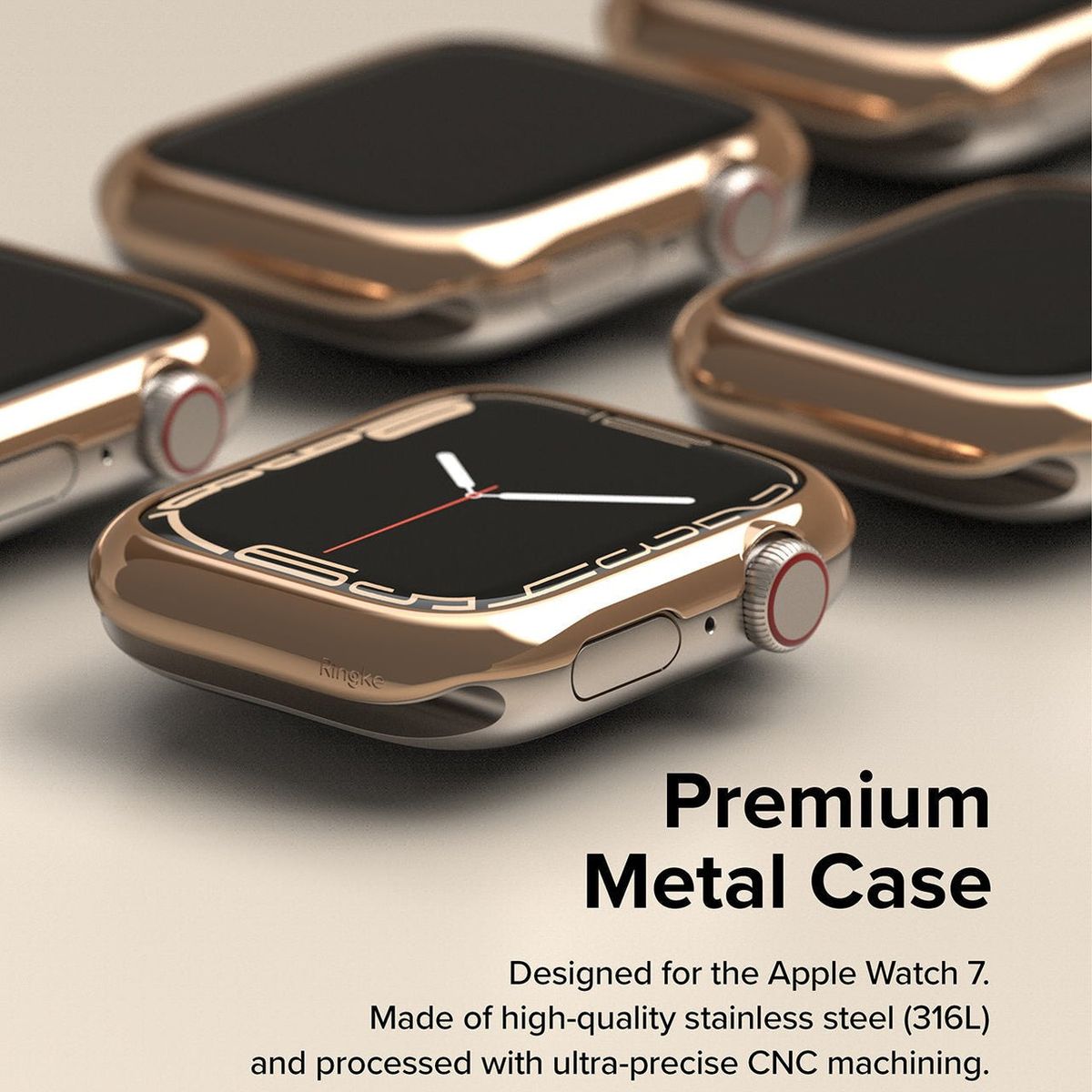 RINGKE - Case Ringke Bezel Styling Para Apple Watch 45MM Series 9 8 7 Rosa Metal