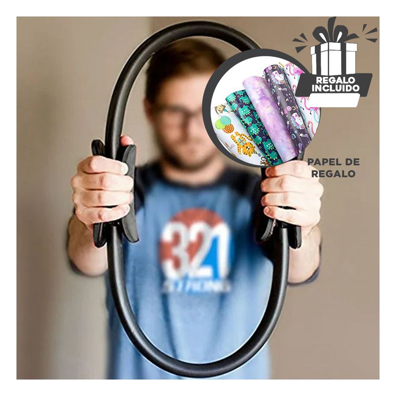 GENERICO - Aro de Ejercicio de 40 cm en Tono Negro Y+Papel de Regalo