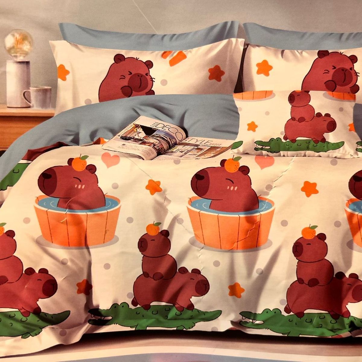 MINGDA - Set Edredón Kids 2 Pz + Sabanas + Fundas 5 piezas Calidad Capibara