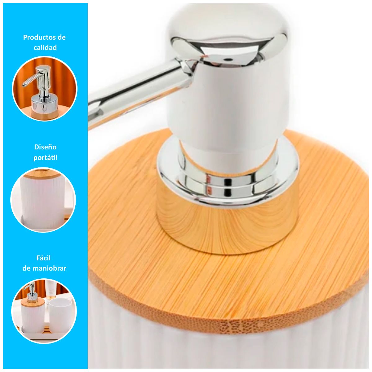 GENERICO - Set de 3 Accesorios para Baño Blanco