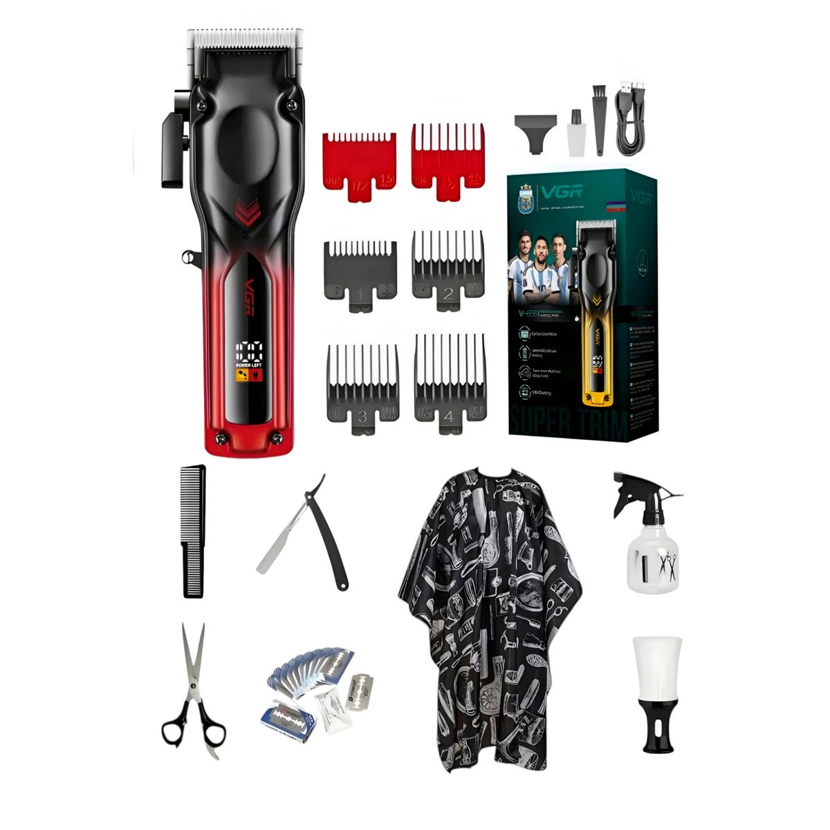 GENERICO - Maquina de cortar cabello VGR V-656 con accesorios adicionales