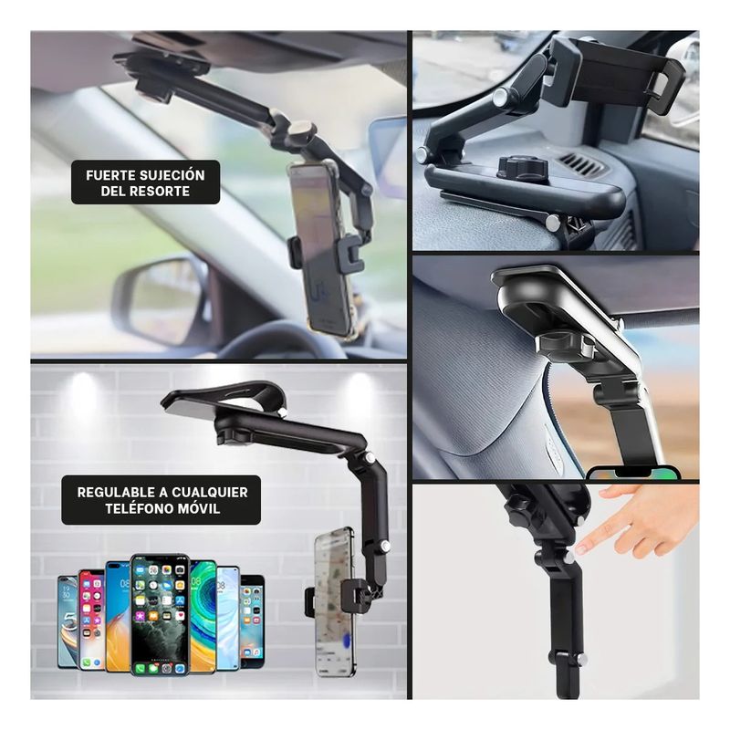 GENERICO - Pack6 Soporte Celular Auto Sun Visor Negro Y+Regalo Agendita