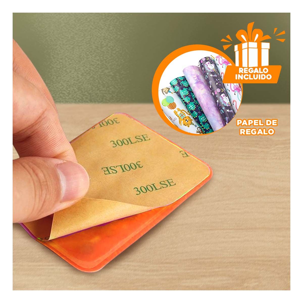 GENERICO - Soporte Compacto con Chupones en Naranja Y+Papel de Regalo