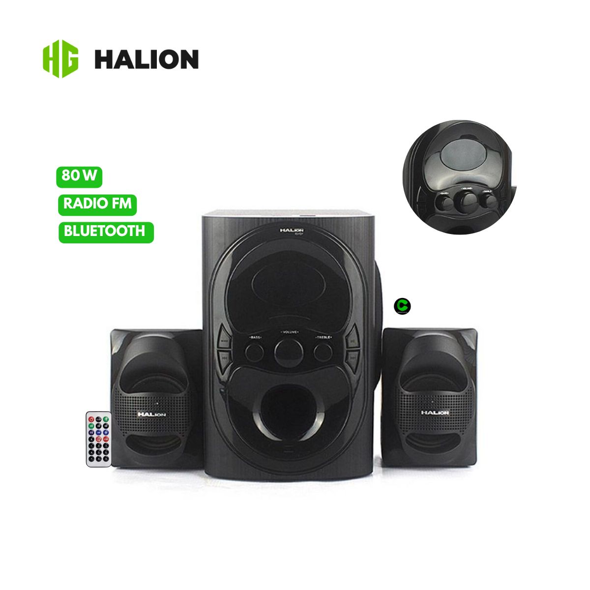 HALION - Parlante 2.1 Halion Rocker HA-K30 80W USB/SD Bluetooth