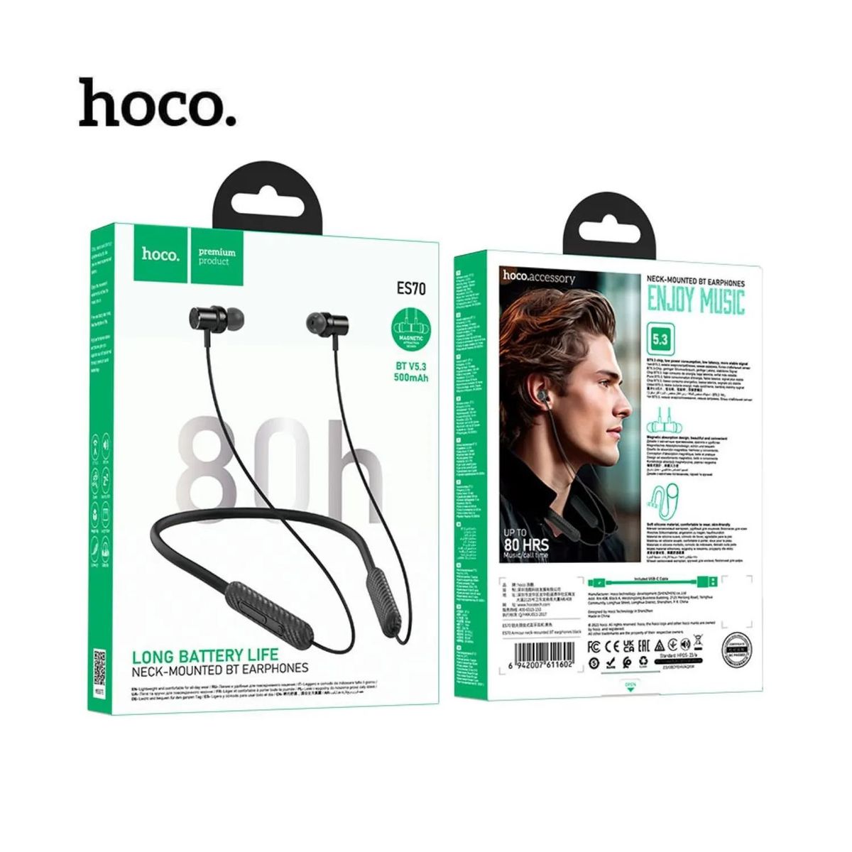 HOCO - Audífono Inalambrico Deportivo Bluetooth V53 80hrs HOCO - ES70