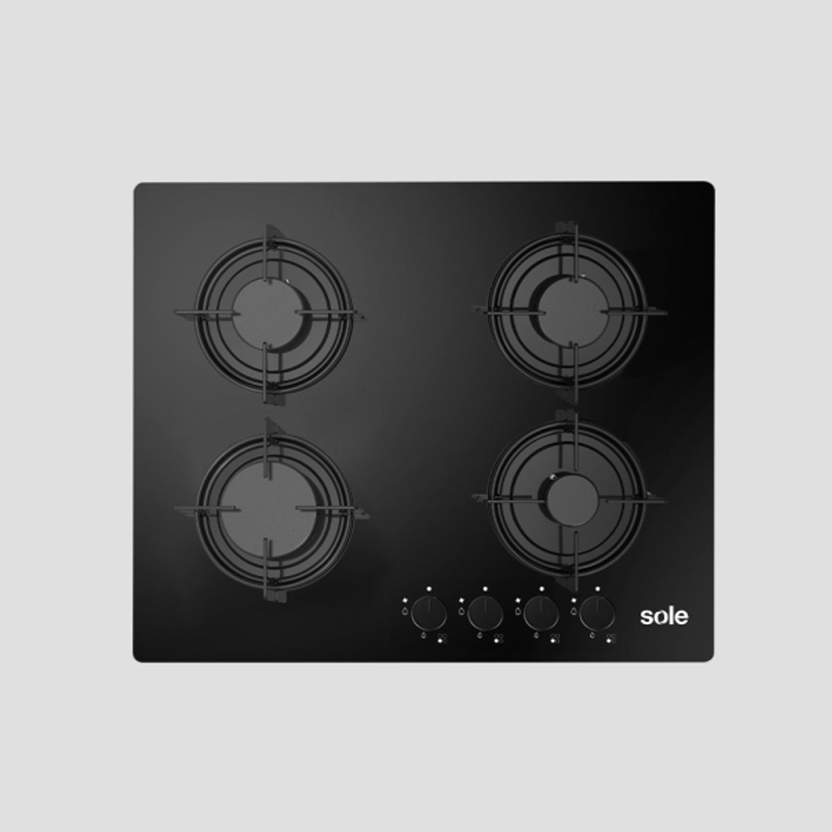 SOLE - Encimera Vidrio Templado A Gas 60cm Negro Sole SOLCO049