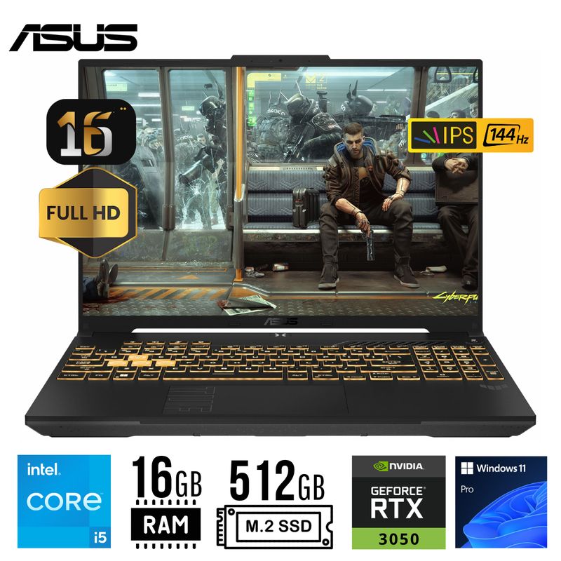 ASUS - LAPTOP ASUS TUF GAMING F16 FX607VJRL009 CORE I5-210H RAM 16GB SSD 512GB RTX 3050 6GB 16" IPS WIN 11