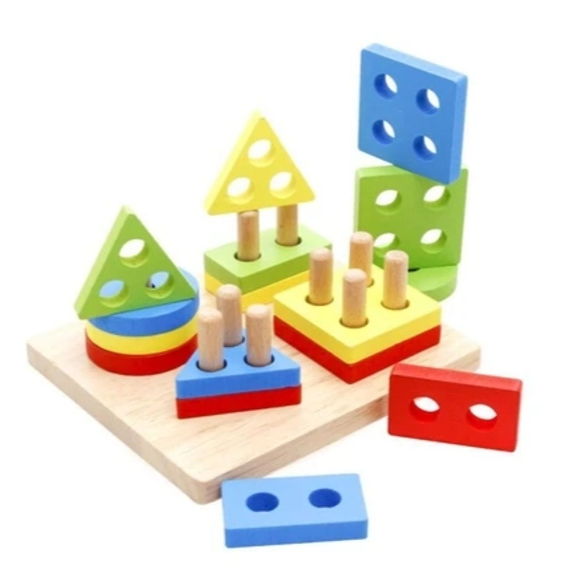 GENERICO - Juego didáctico de figuras geométricas y apilamiento - Plantado x 4