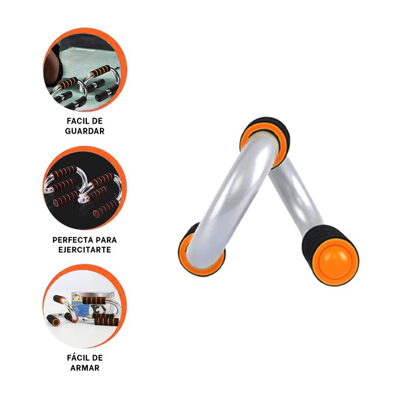 GENERICO - Pack6 Apoyo de Push Up para Gym Naranja Y+Papel de Regalo