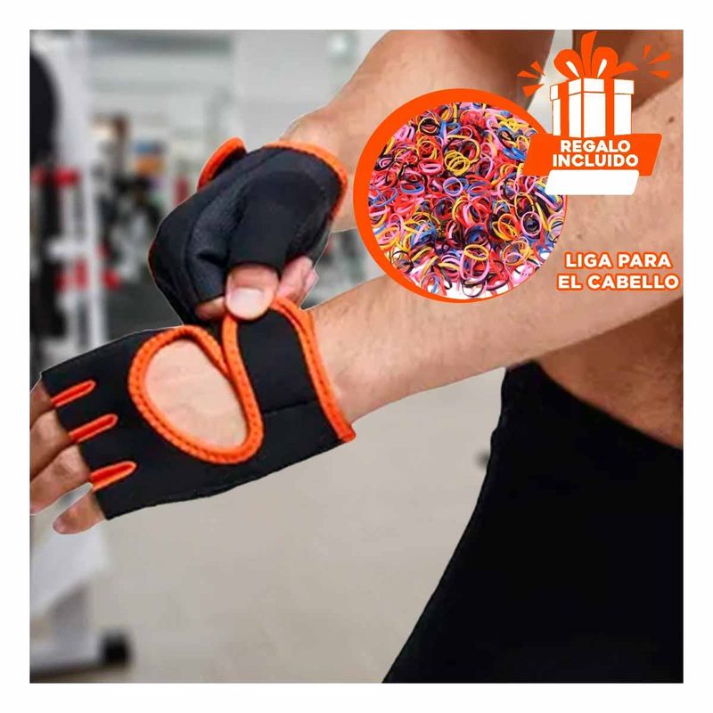 GENERICO - Pack12 Manopla para Gym en Tono Naranja Y+Ligas de Regalo