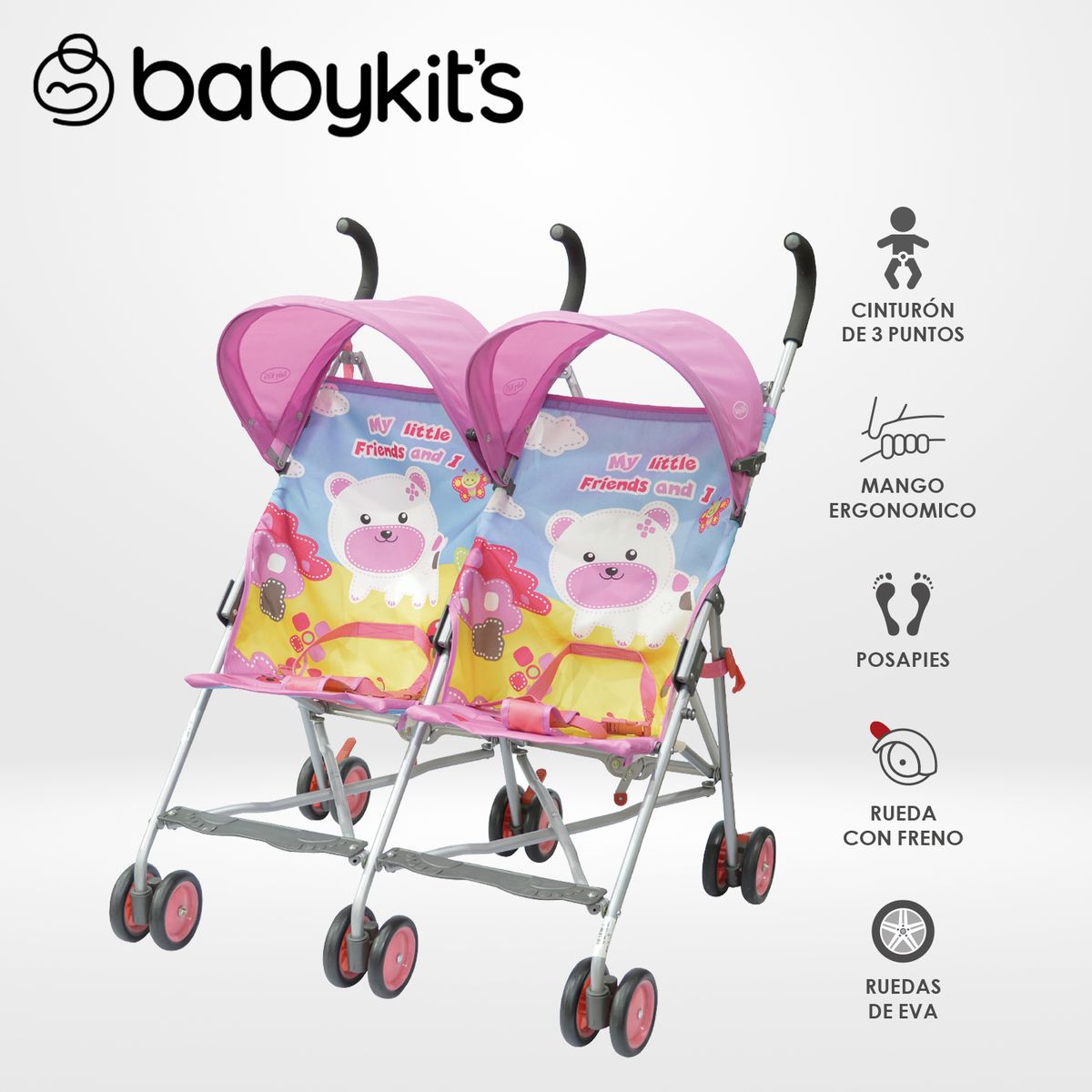 BABY KITS - Coche Mellicero Safari Rosado