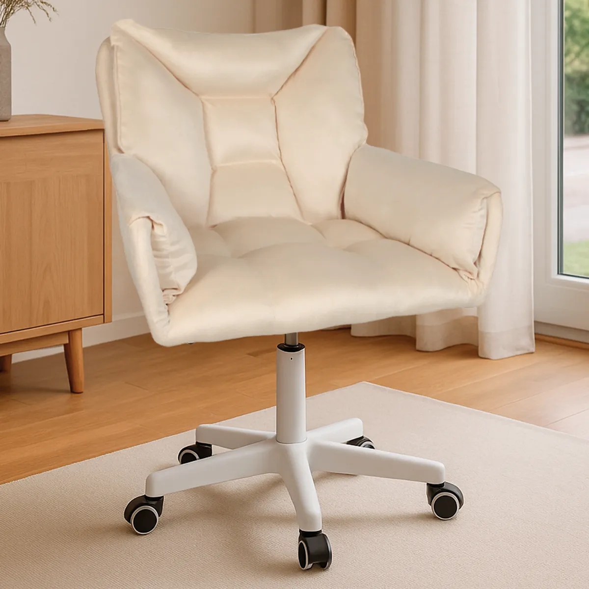 BUCKINGHAM - Silla Giratoria de Escritorio Oficina Buckingham Vanity Beige Crema