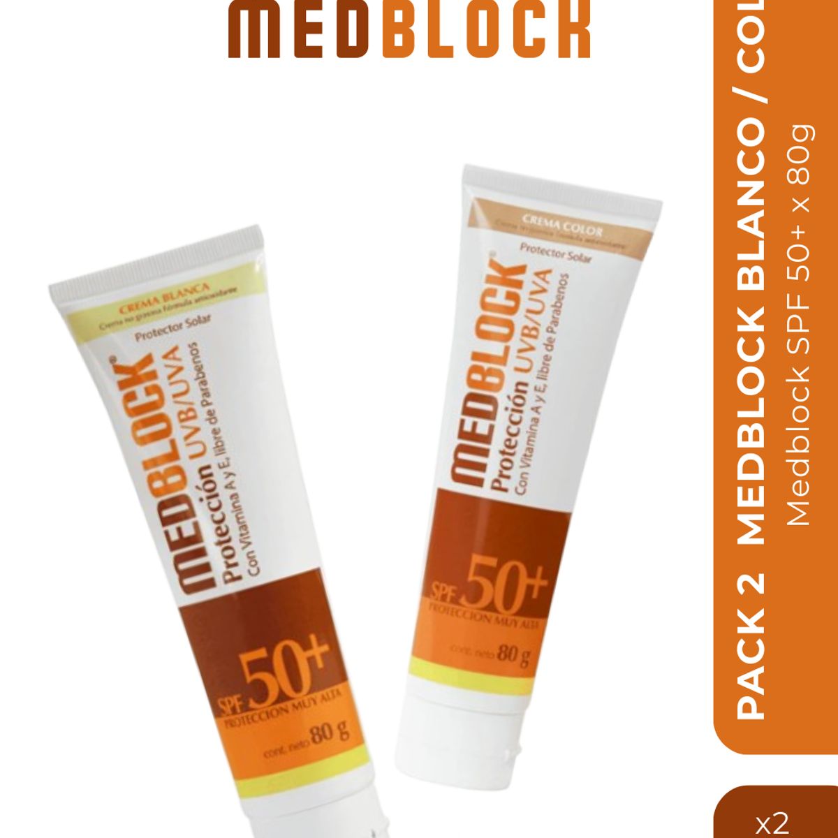 MEDBLOCK - Pack Medblock Crema Blanca y Color SPF 50+