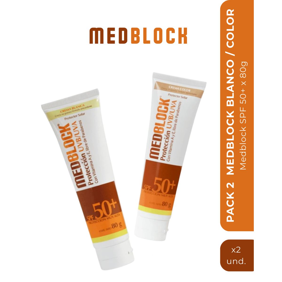 MEDBLOCK - Pack Medblock Crema Blanca y Color SPF 50+