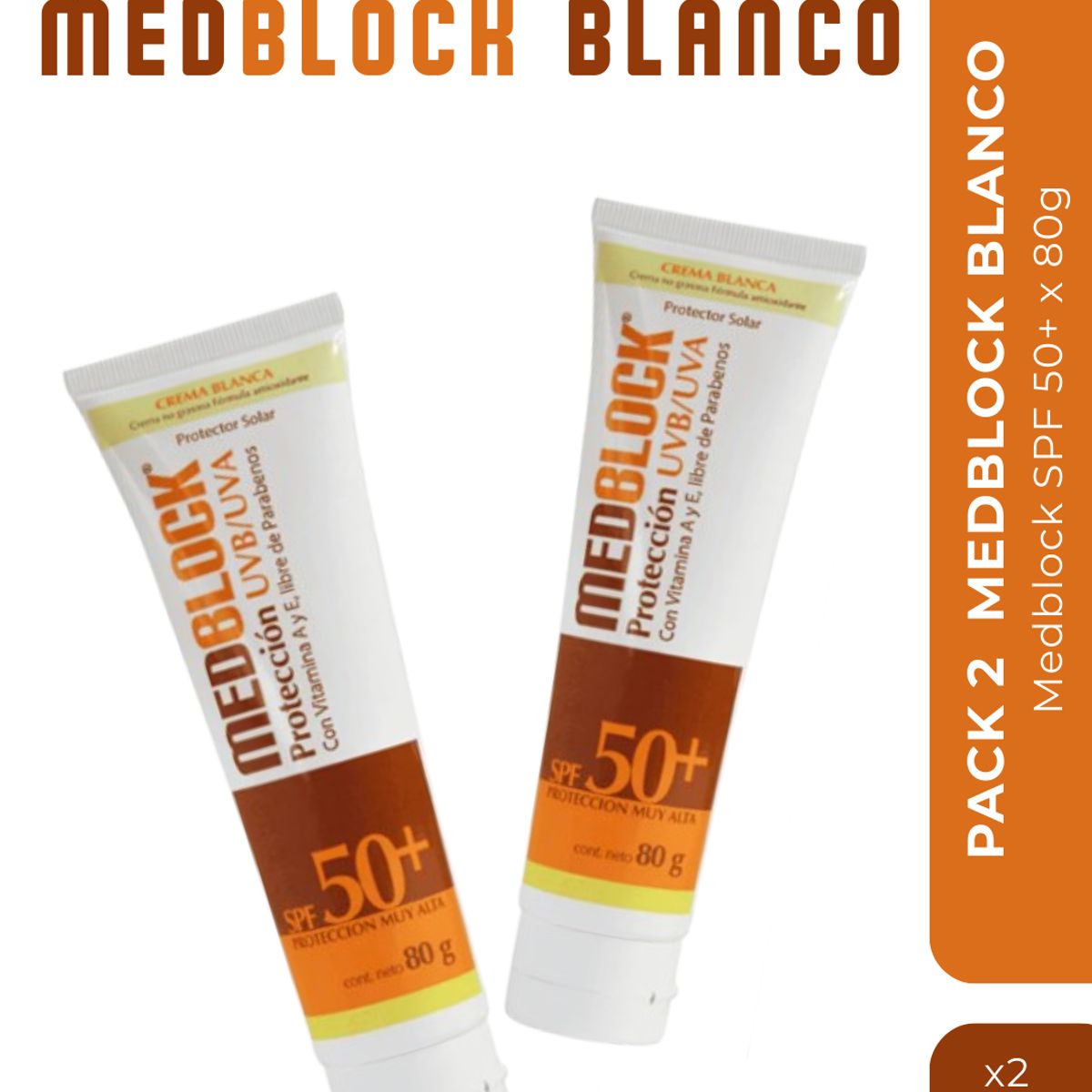 MEDBLOCK - 2 x 1 Medblock Crema Blanca SPF 50+