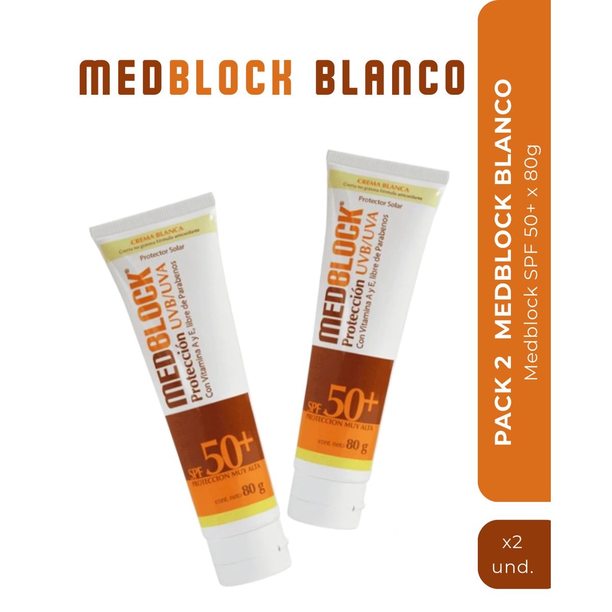 MEDBLOCK - 2 x 1 Medblock Crema Blanca SPF 50+